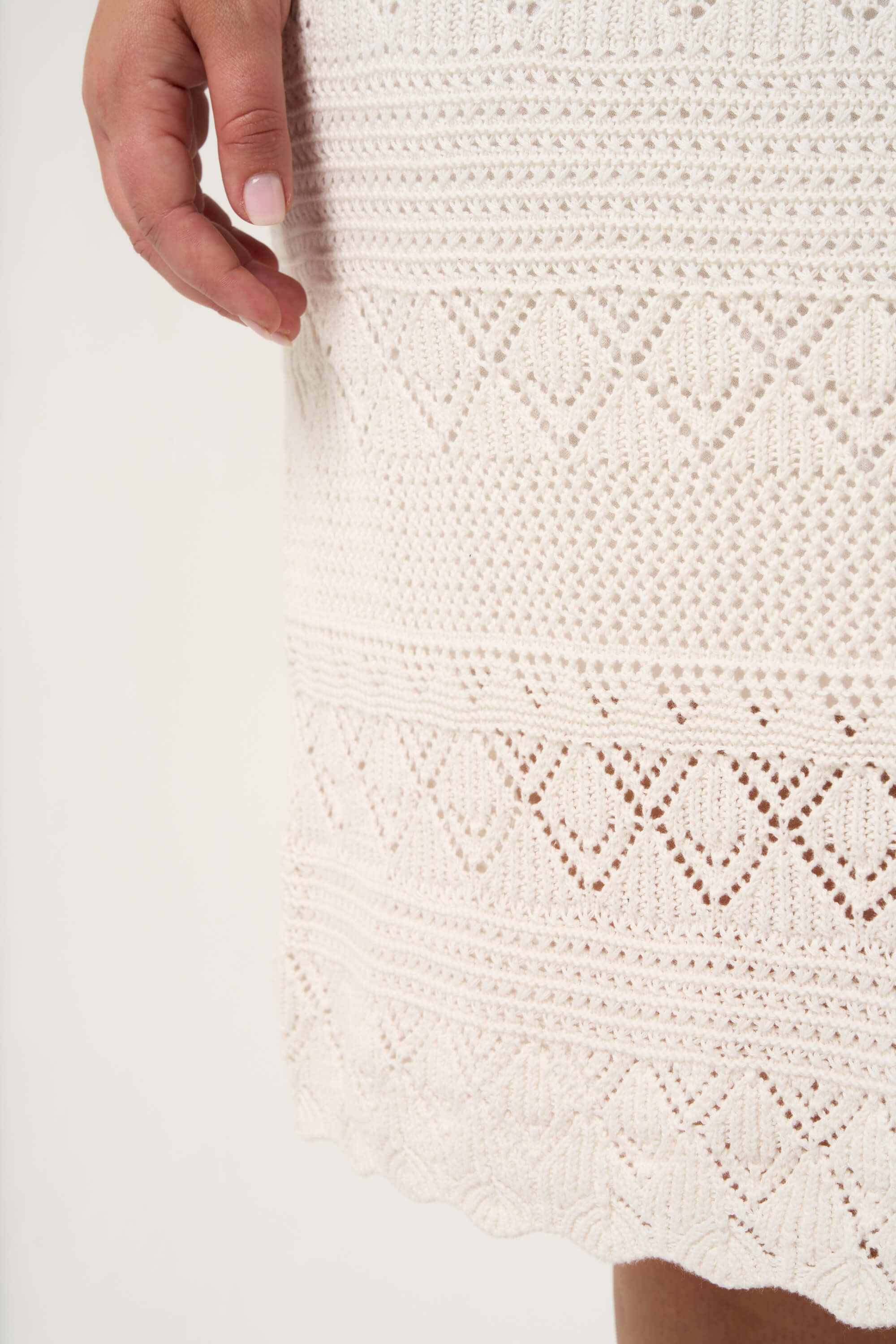 Femmes Robe En Crochet Ecru Ms Mode